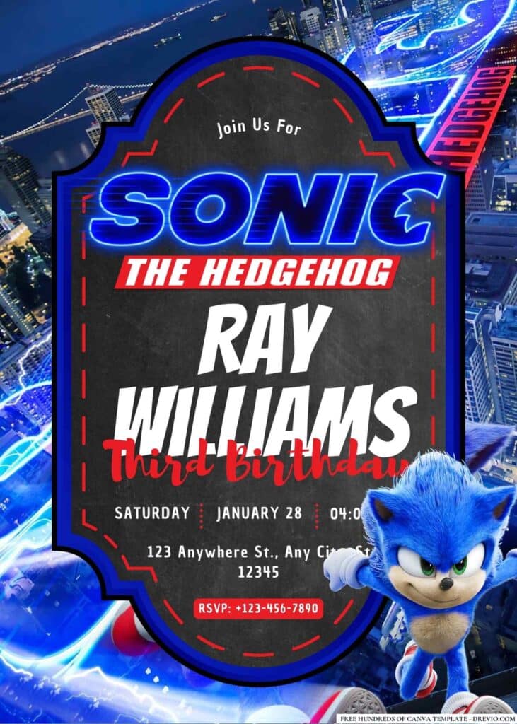 Free Editable Sonic Birthday Invitations