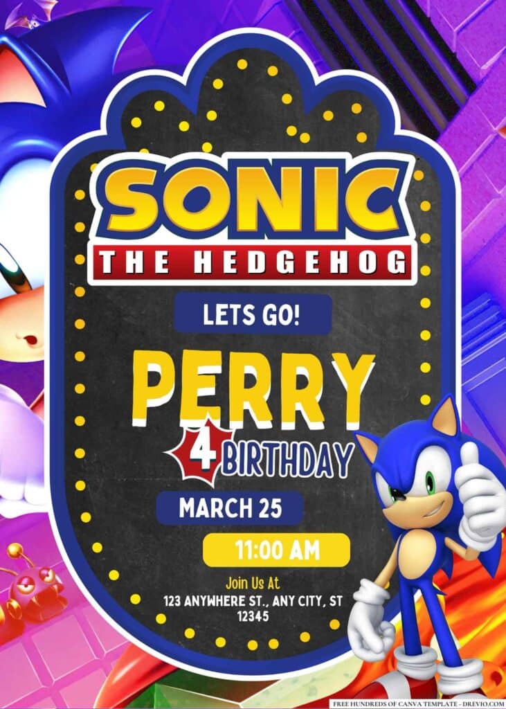 FREE Sonic Birthday Invitations