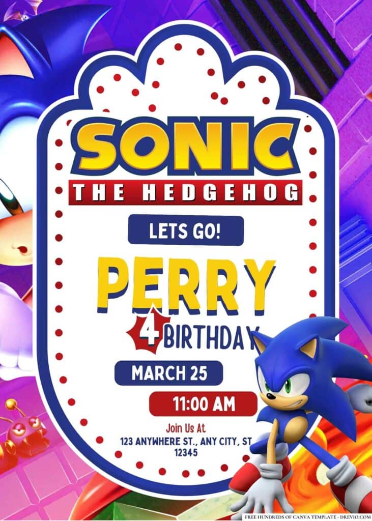 FREE Sonic Birthday Invitations