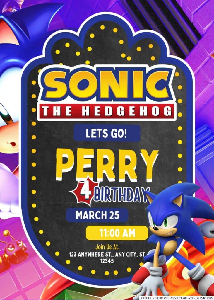 FREE Sonic Birthday Invitations