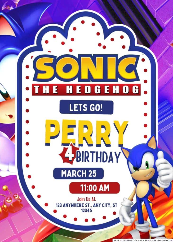 FREE Sonic Birthday Invitations