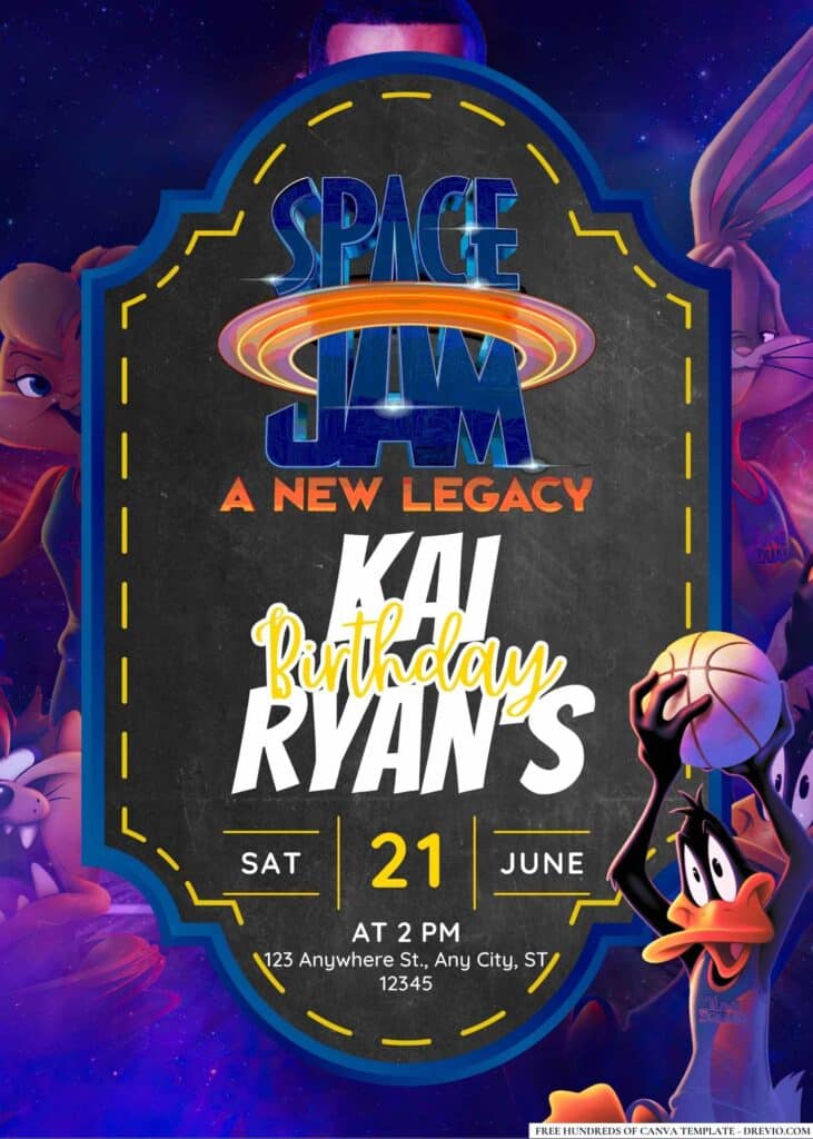 FREE Space Jam Birthday Invitations