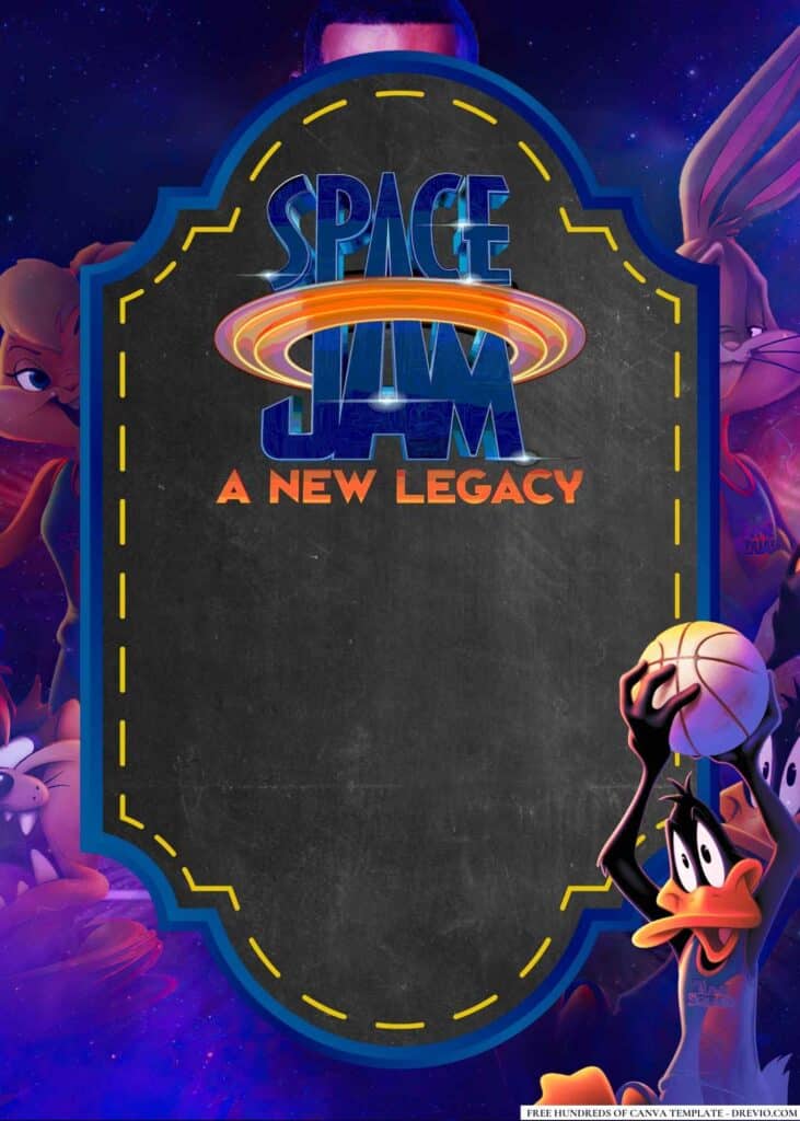 FREE Space Jam Birthday Canva Templates 4
