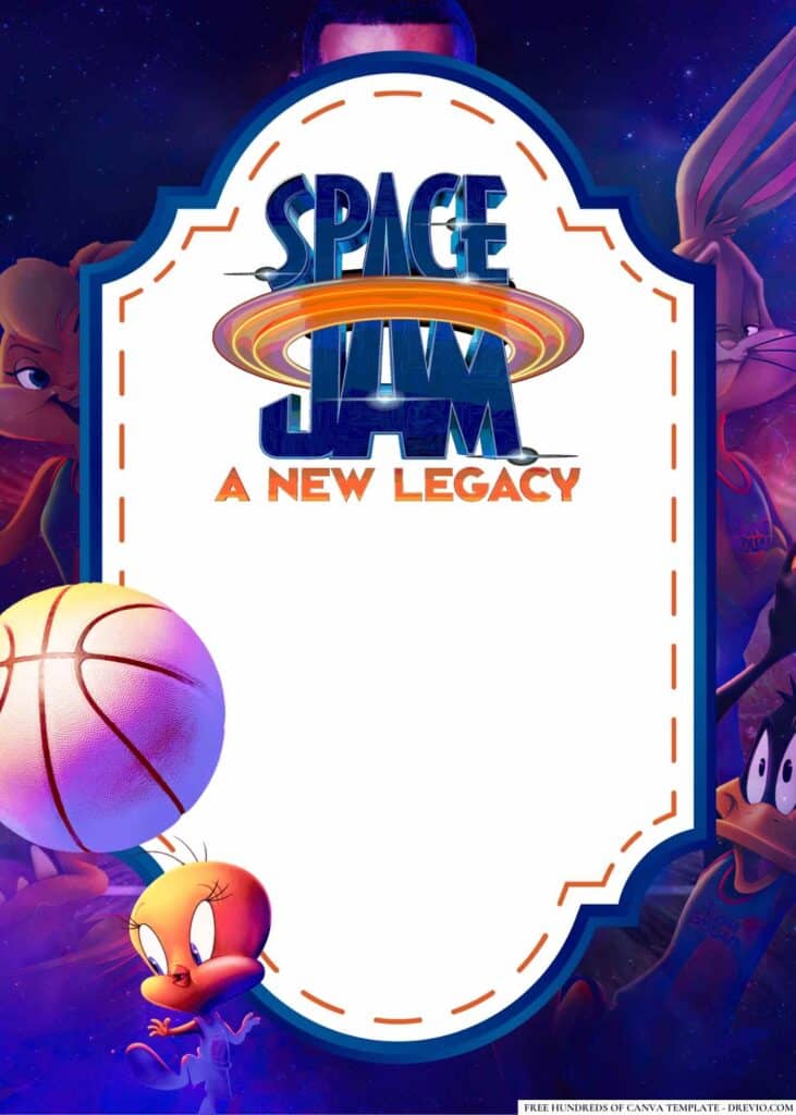 FREE Space Jam Birthday Canva Templates 6