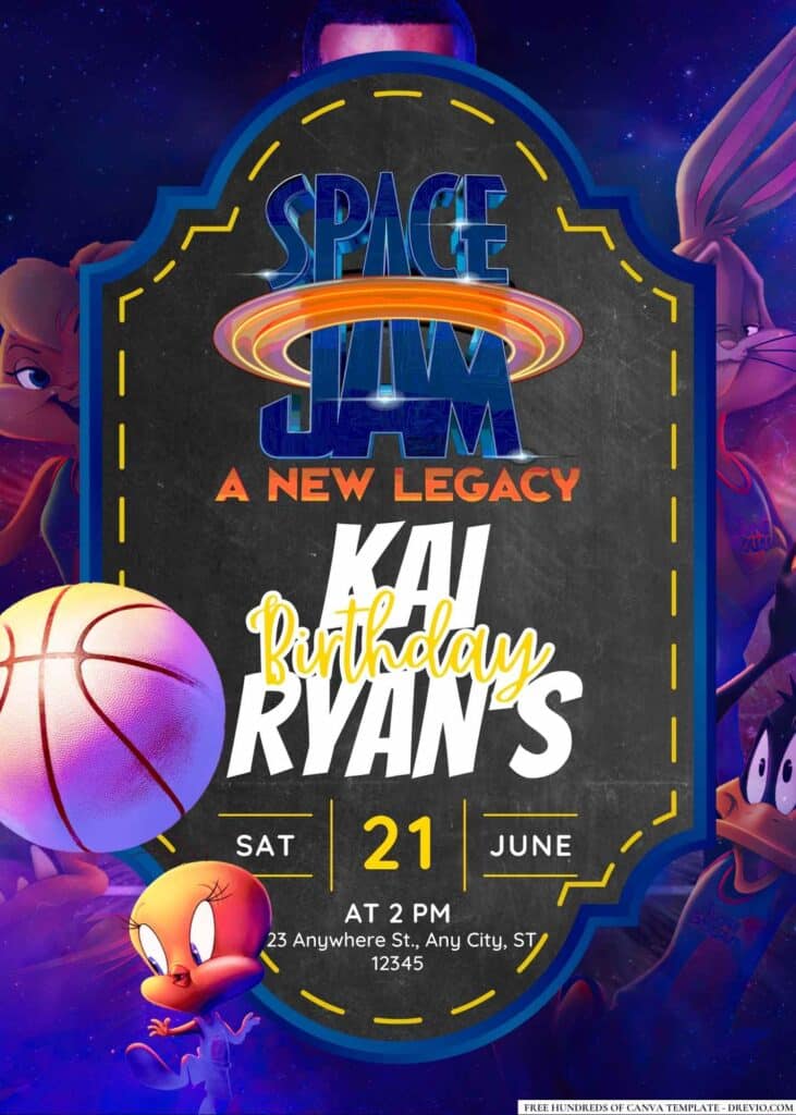 FREE Space Jam Birthday Invitations