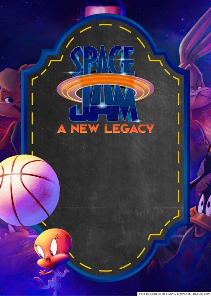 FREE Space Jam Birthday Canva Templates 8