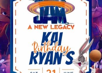 FREE Space Jam Birthday Invitations