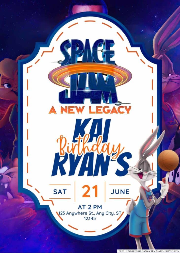 FREE Space Jam Birthday Invitations