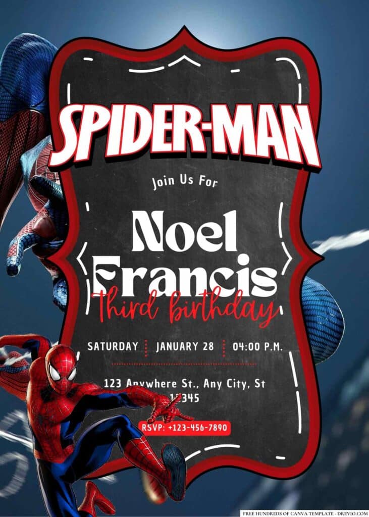 FREE Spiderman Birthday Invitations