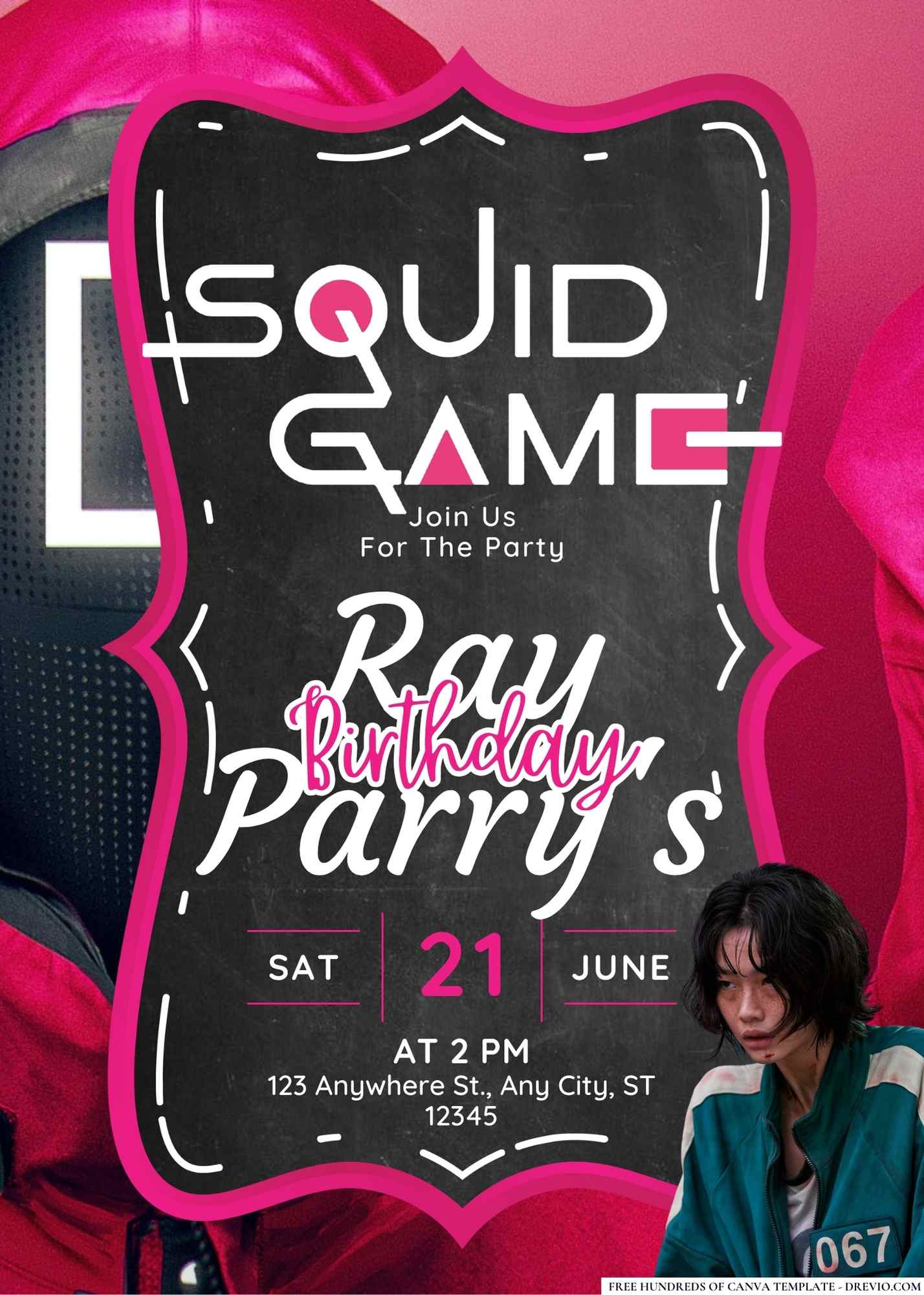 FREE Squid Game Birthday Invitations
