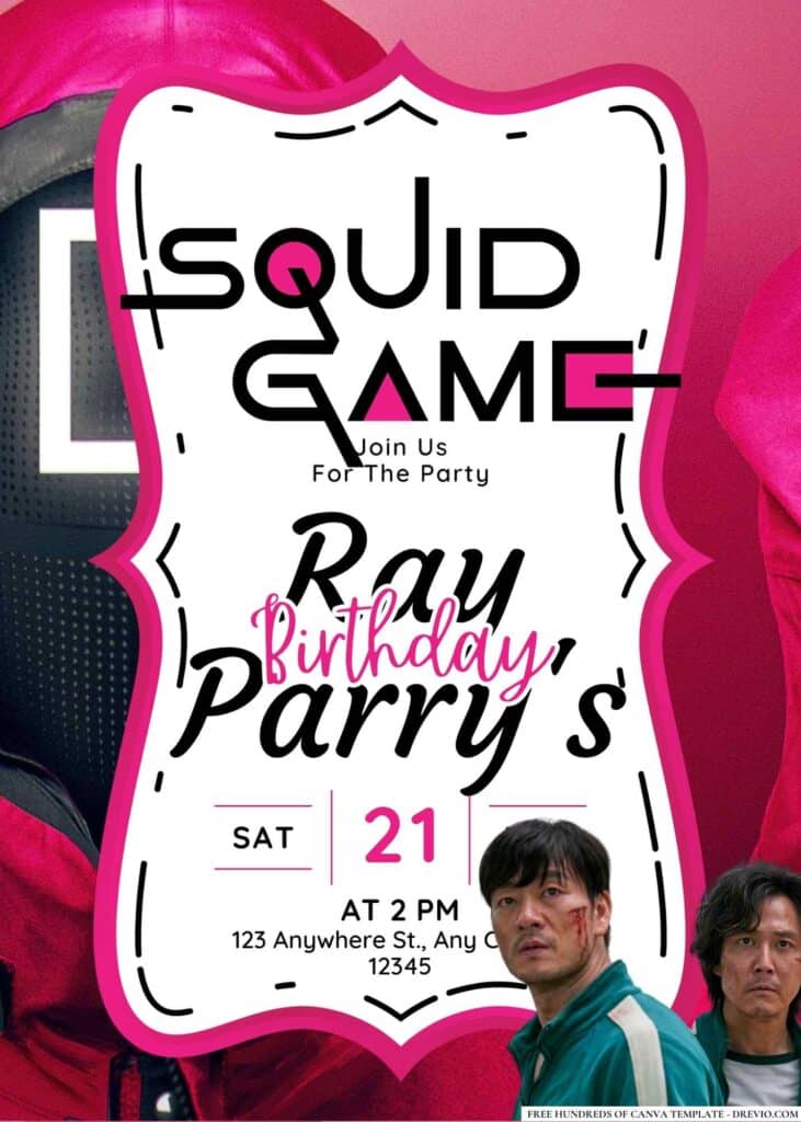 FREE Squid Game Birthday Invitations