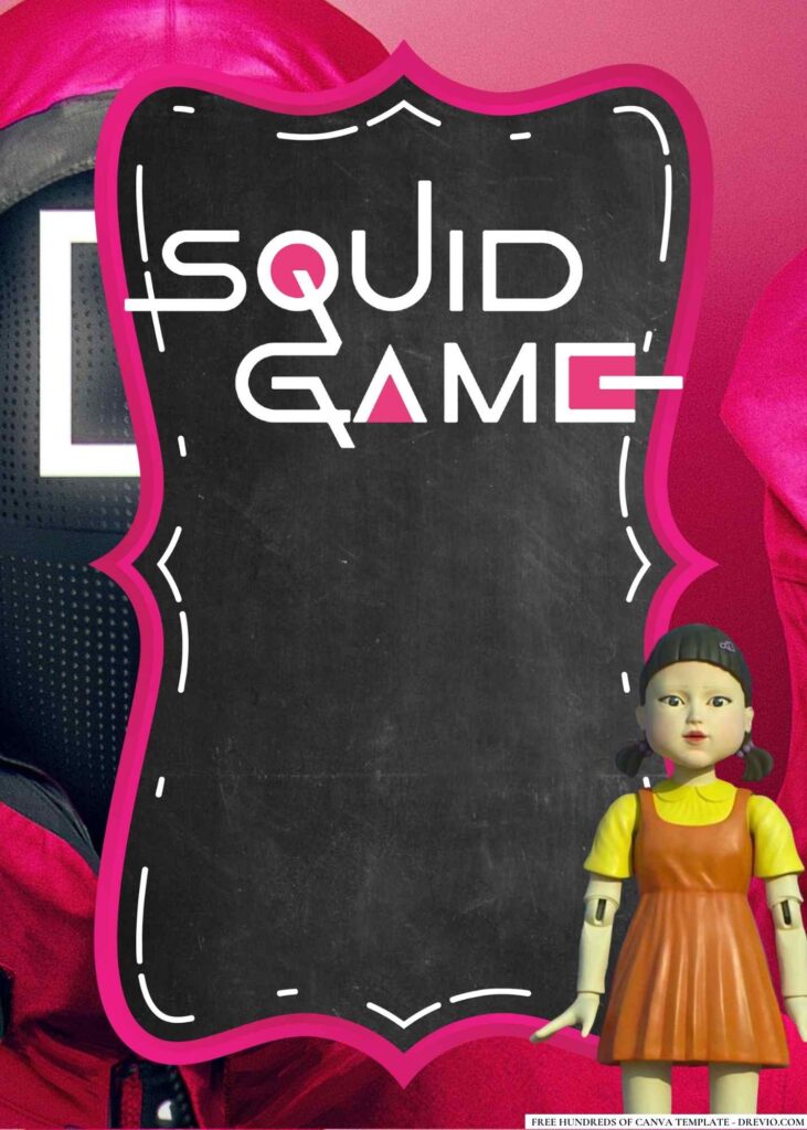 FREE Squid Game Birthday Canva Templates 4