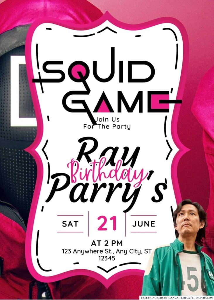 FREE Squid Game Birthday Invitations
