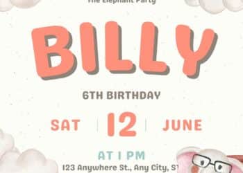 FREE White Elephant Birthday Invitations