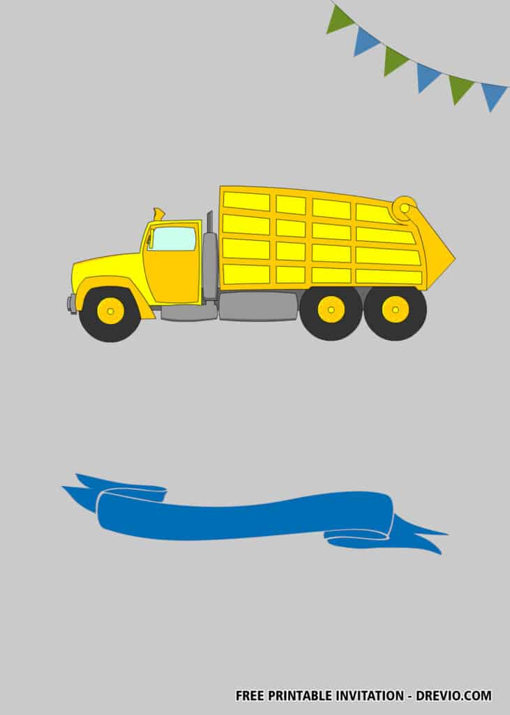 Free Garbage Truck Birthday Invitations