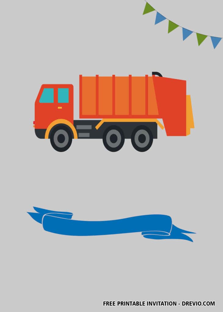 Free Garbage Truck Birthday Invitations