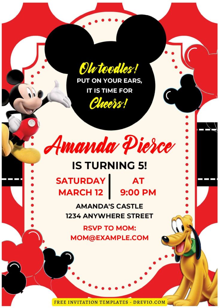 (Easily Edit PDF Invitation) Mickey Mouse Birthday Invitation E