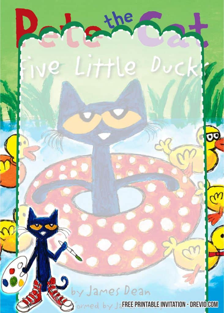 Pete the Cat Birthday Invitation