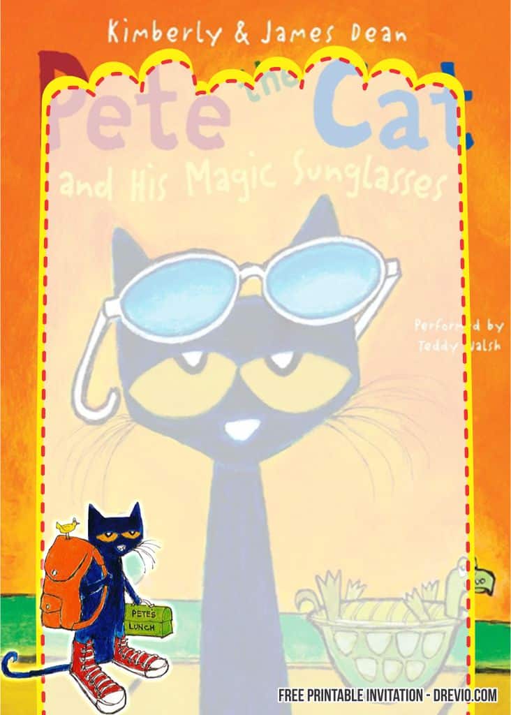 Pete the Cat Birthday Invitation