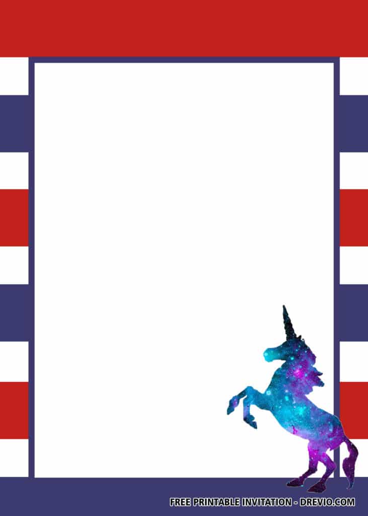 FREE Patriotic Unicorn Birthday Invitations