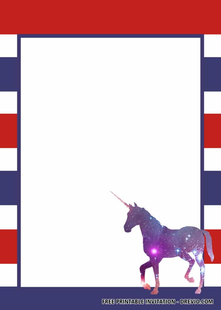FREE Patriotic Unicorn Birthday Invitations