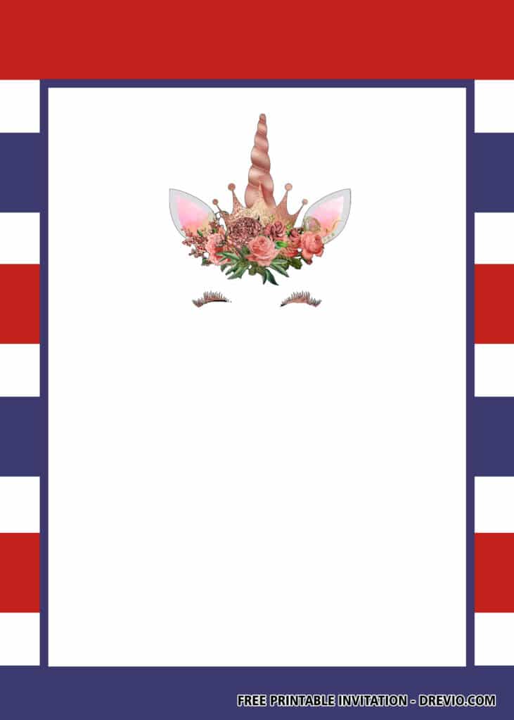 FREE Patriotic Unicorn Birthday Invitations