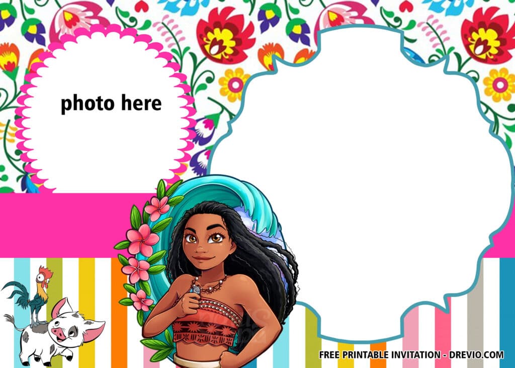 FREE Princess Moana Pool Party Invitations