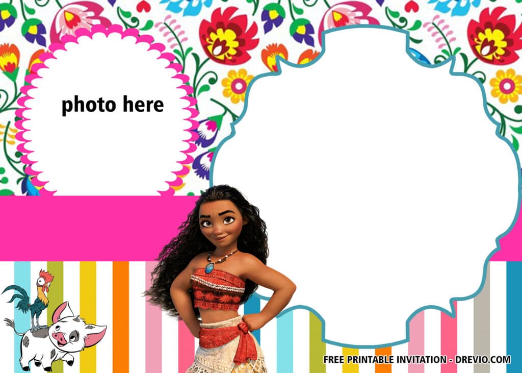 FREE Princess Moana Pool Party Invitations