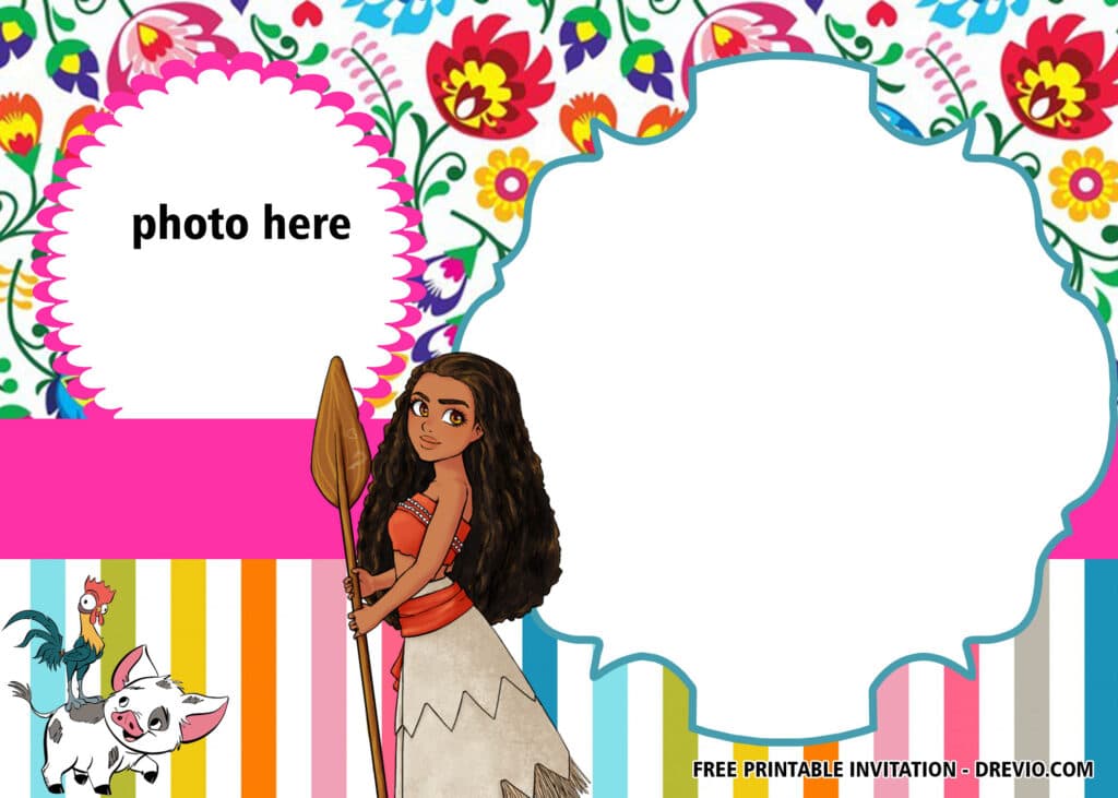FREE Princess Moana Pool Party Invitations