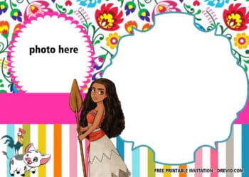 FREE Princess Moana Pool Party Invitations