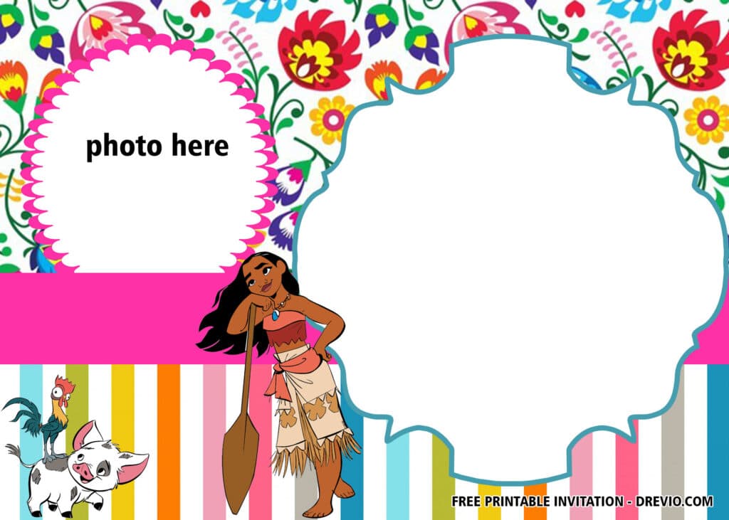 FREE Princess Moana Pool Party Invitations