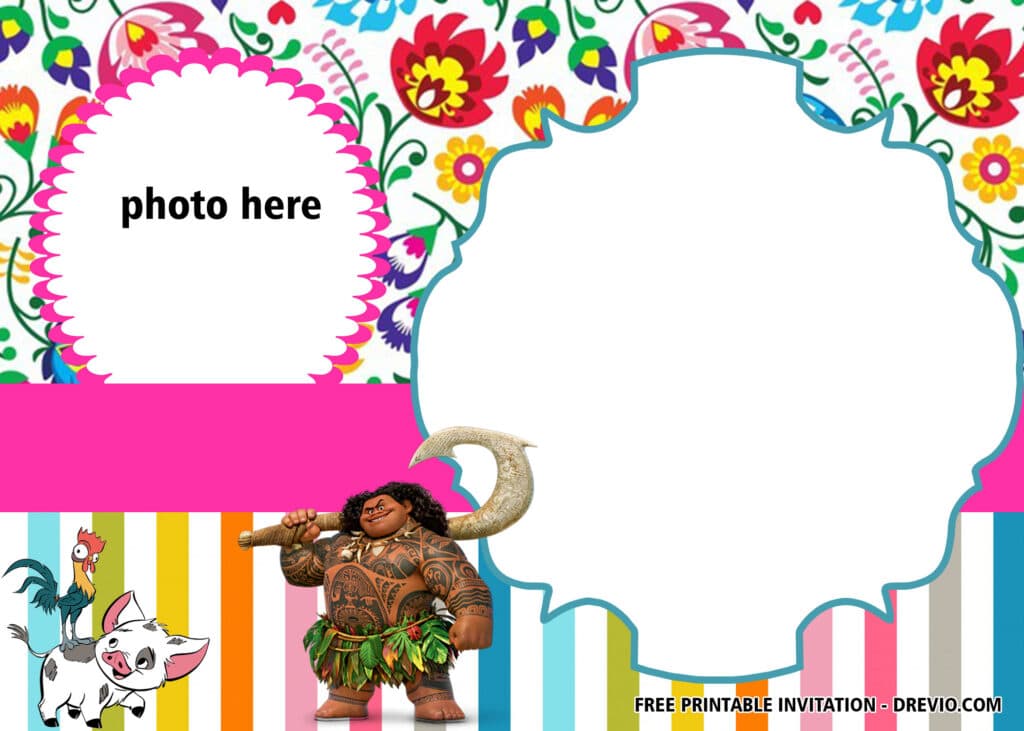 FREE Princess Moana Pool Party Invitations