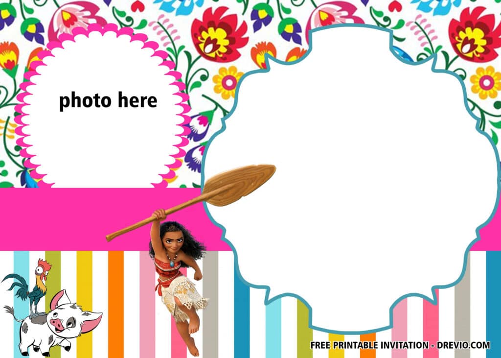 FREE Princess Moana Pool Party Invitations