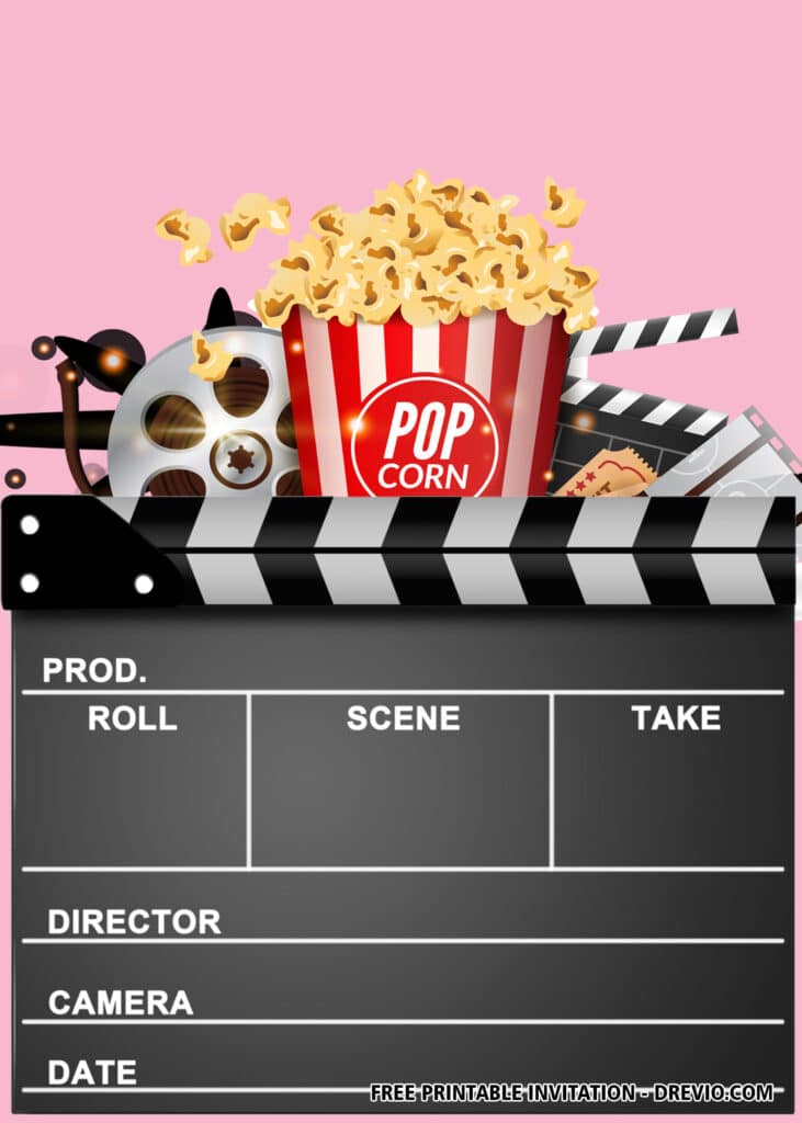FREE Editable Movie Birthday Invitation