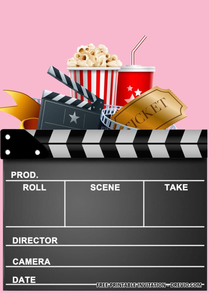 FREE Editable Movie Birthday Invitation