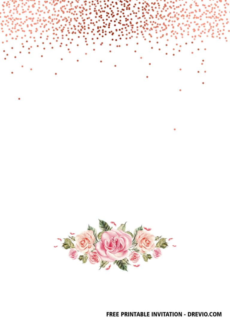 FREE Editable Rose Gold Confetti Party Invitations