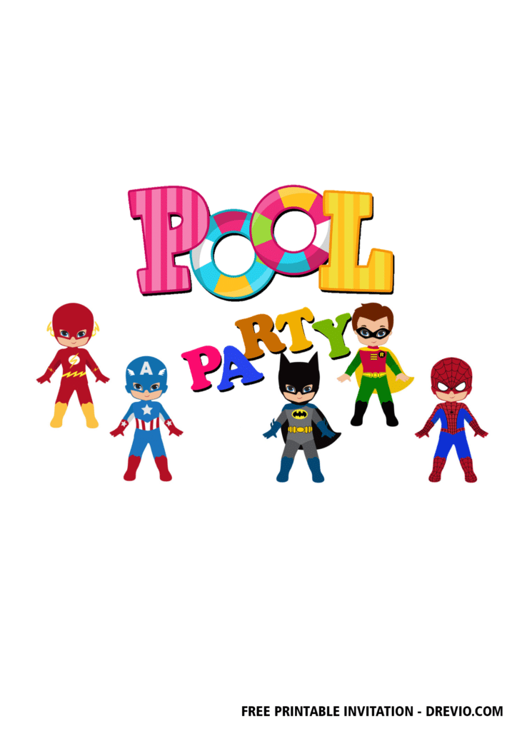 FREE Superhero Pool Party Invitations