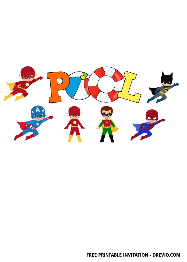 FREE Superhero Pool Party Invitations