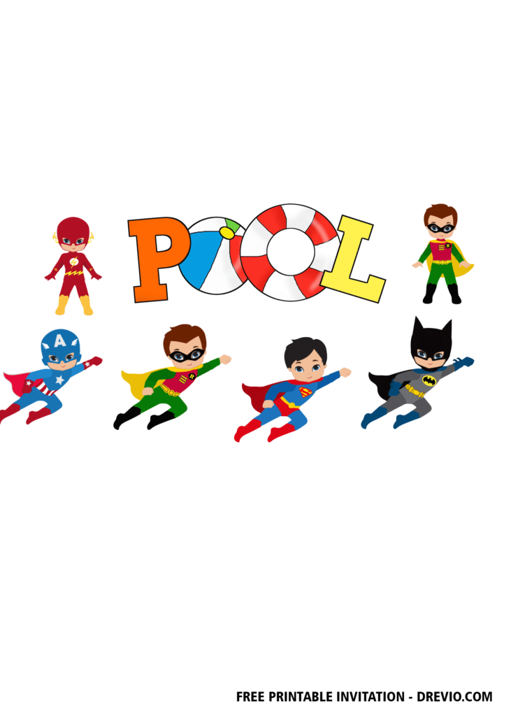 FREE Superhero Pool Party Invitations