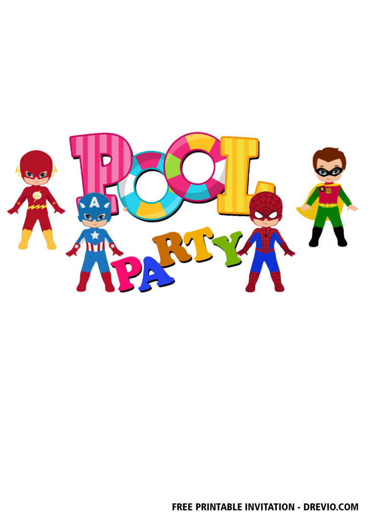 FREE Superhero Pool Party Invitations
