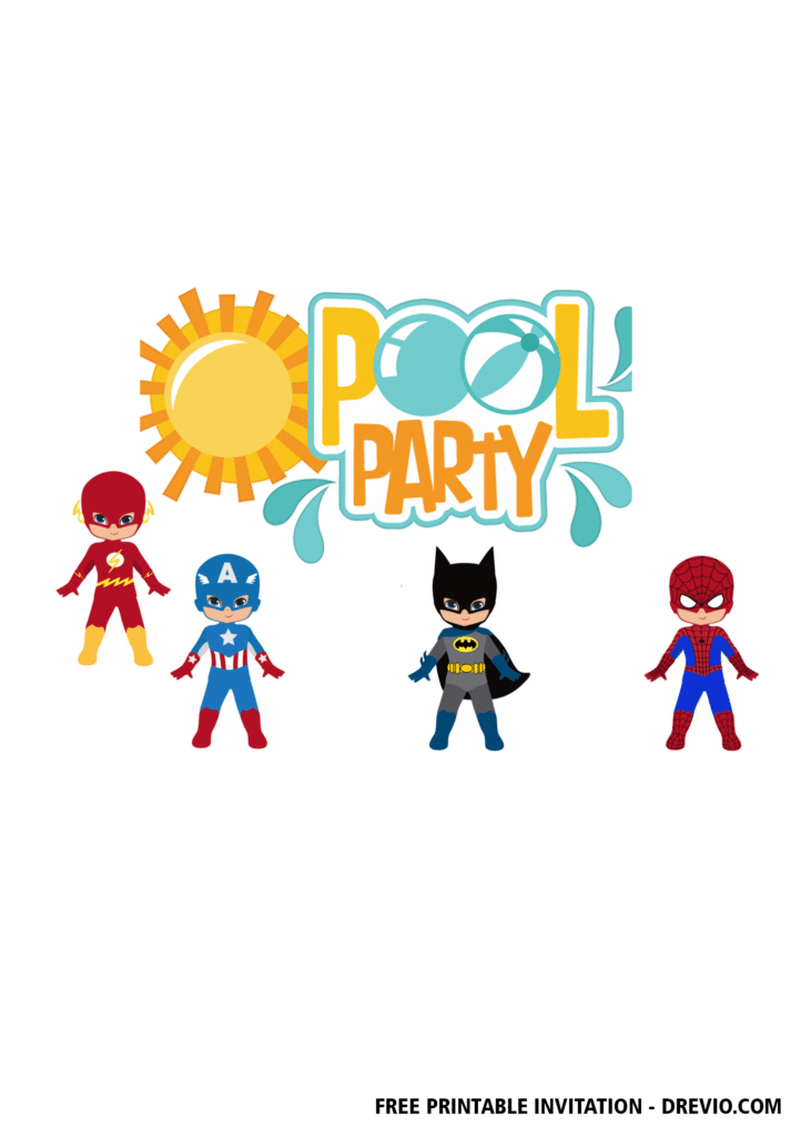 FREE Superhero Pool Party Invitations