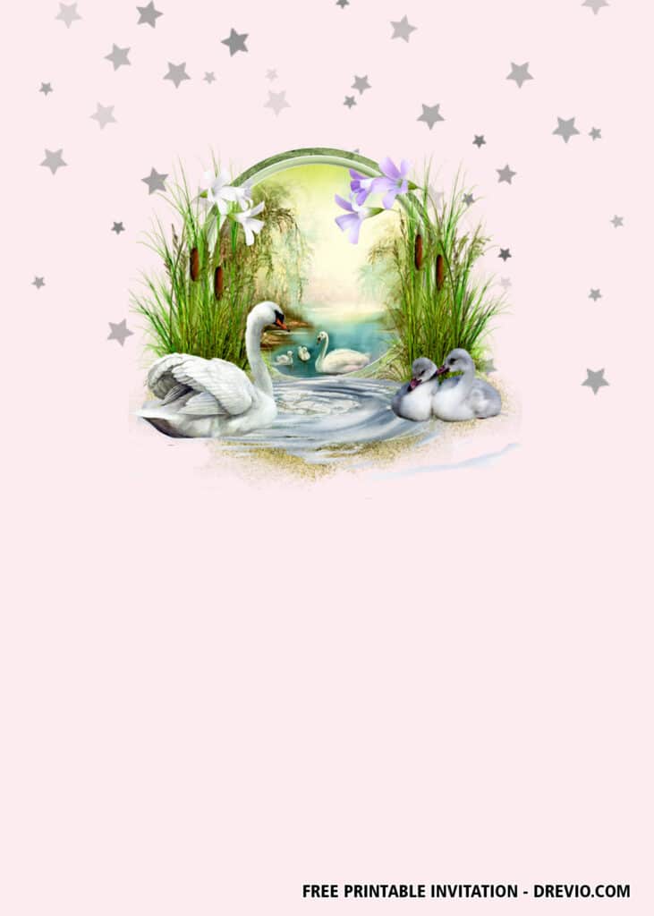 FREE Swan Birthday Invitations