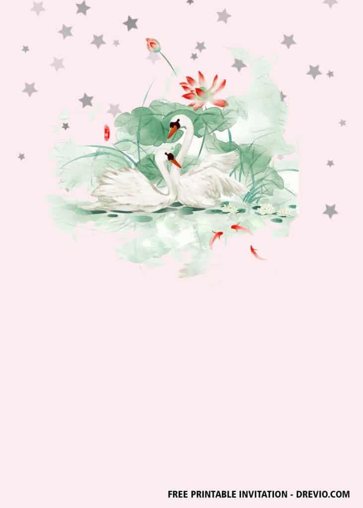 FREE Swan Birthday Invitations