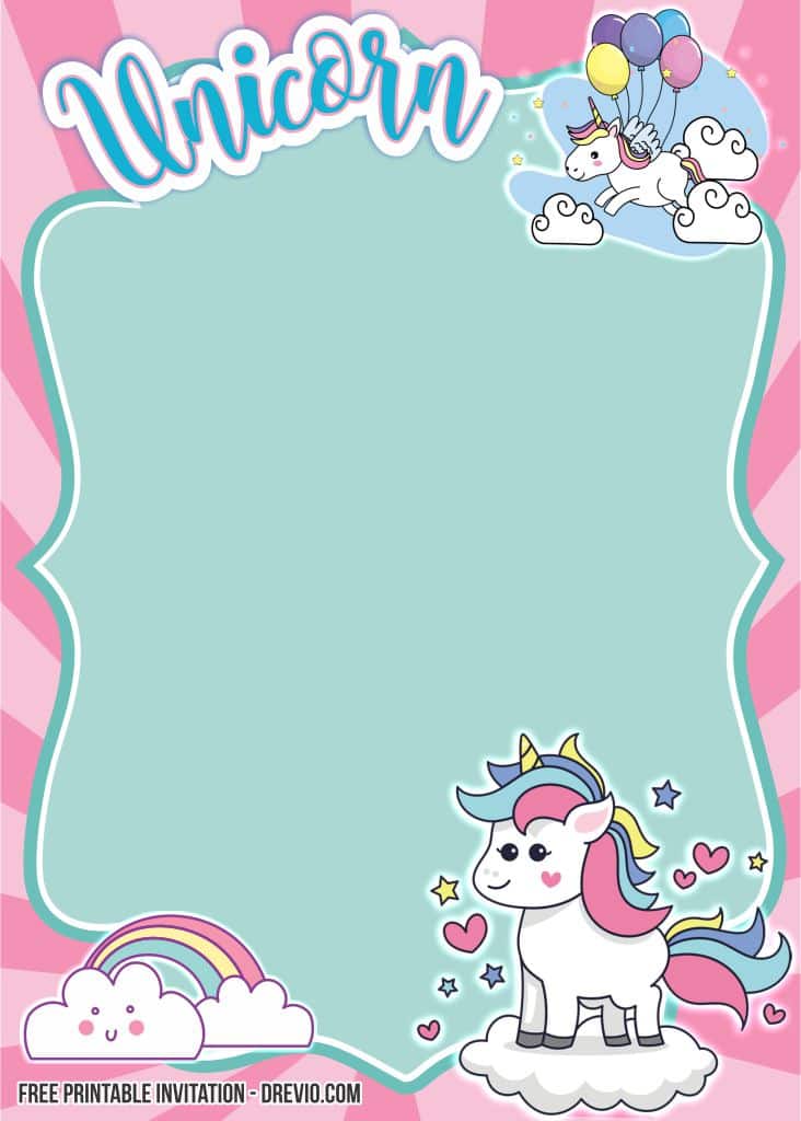 FREE Editable Unicorn Birthday Invitations