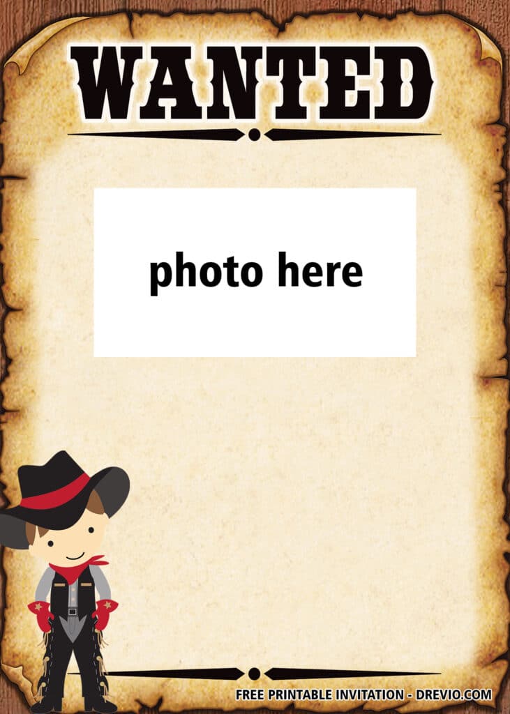 FREE Wanted Poster Birthday Invitations