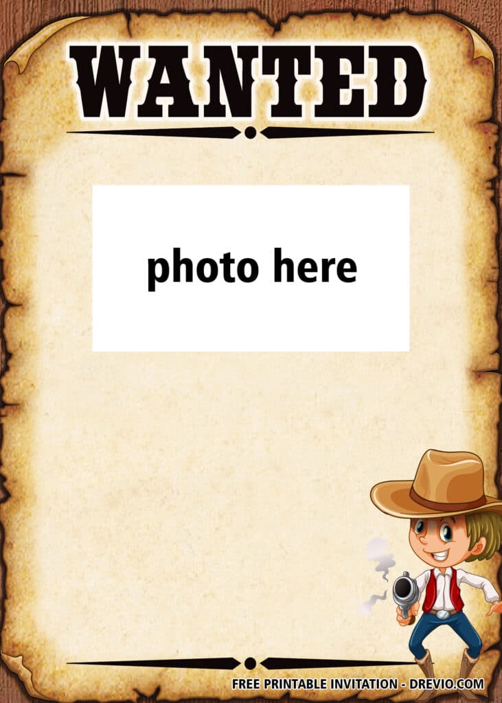 FREE Wanted Poster Birthday Invitations