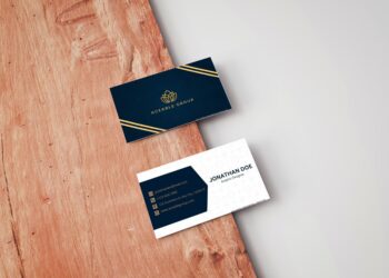business card mockup on wooden board 1