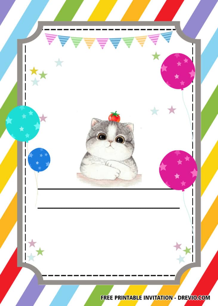 FREE Editable Cat Birthday Invitations