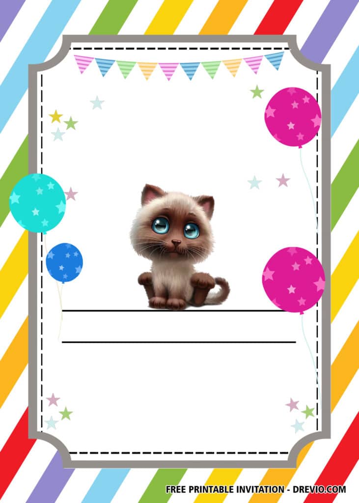 FREE Editable Cat Birthday Invitations