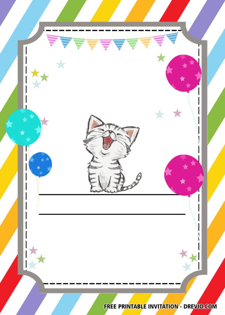 cat party Birthday Invitation 3
